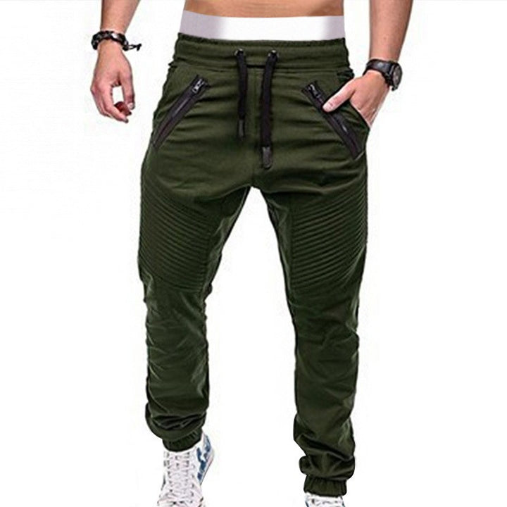 Men's cargo pants with zipper pockets and ribbed knit details Lune London