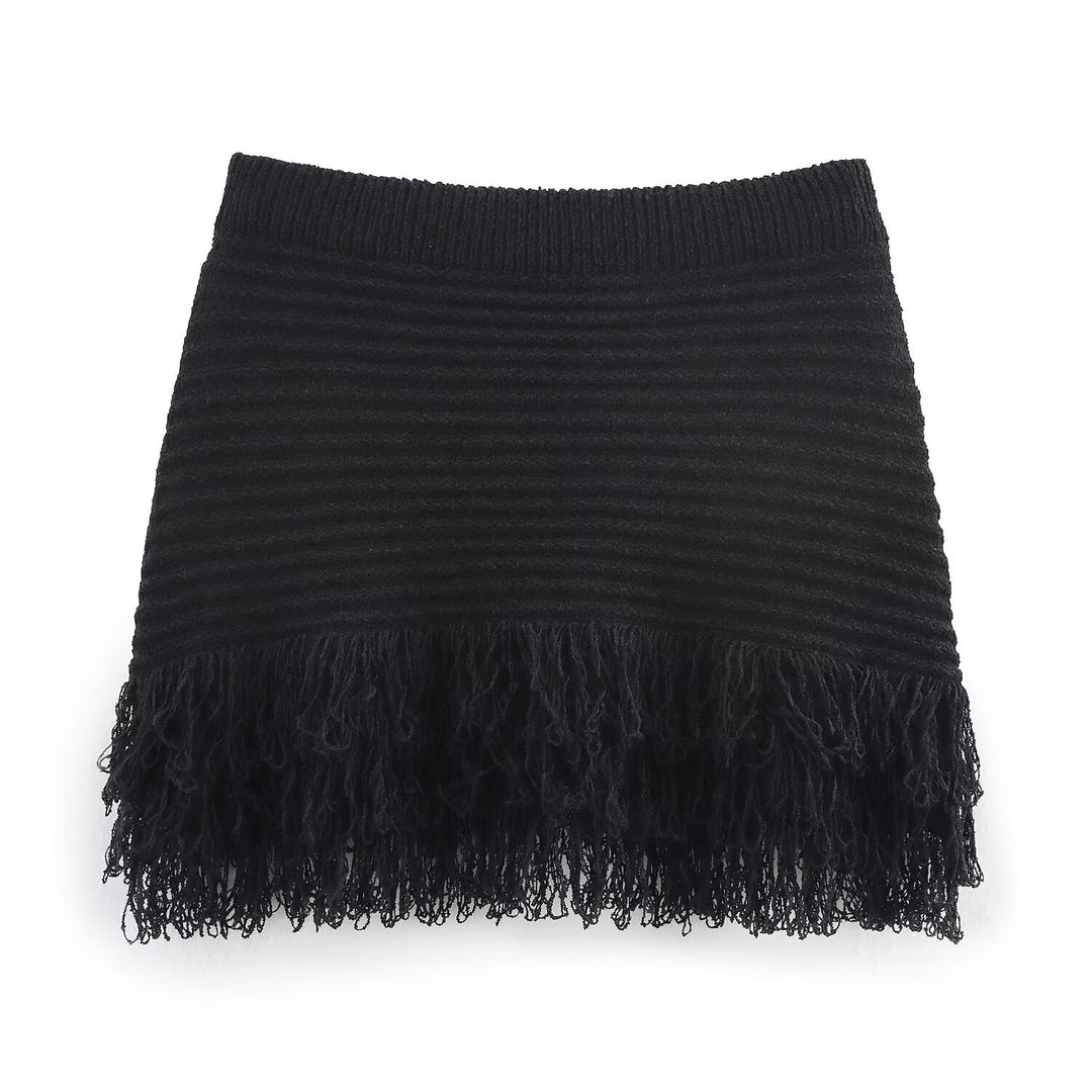Thick knit jacket for women with fringes Lune London