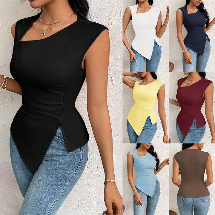 Asymmetrical top for women with elegant draping and trendy cut Chic & Stil