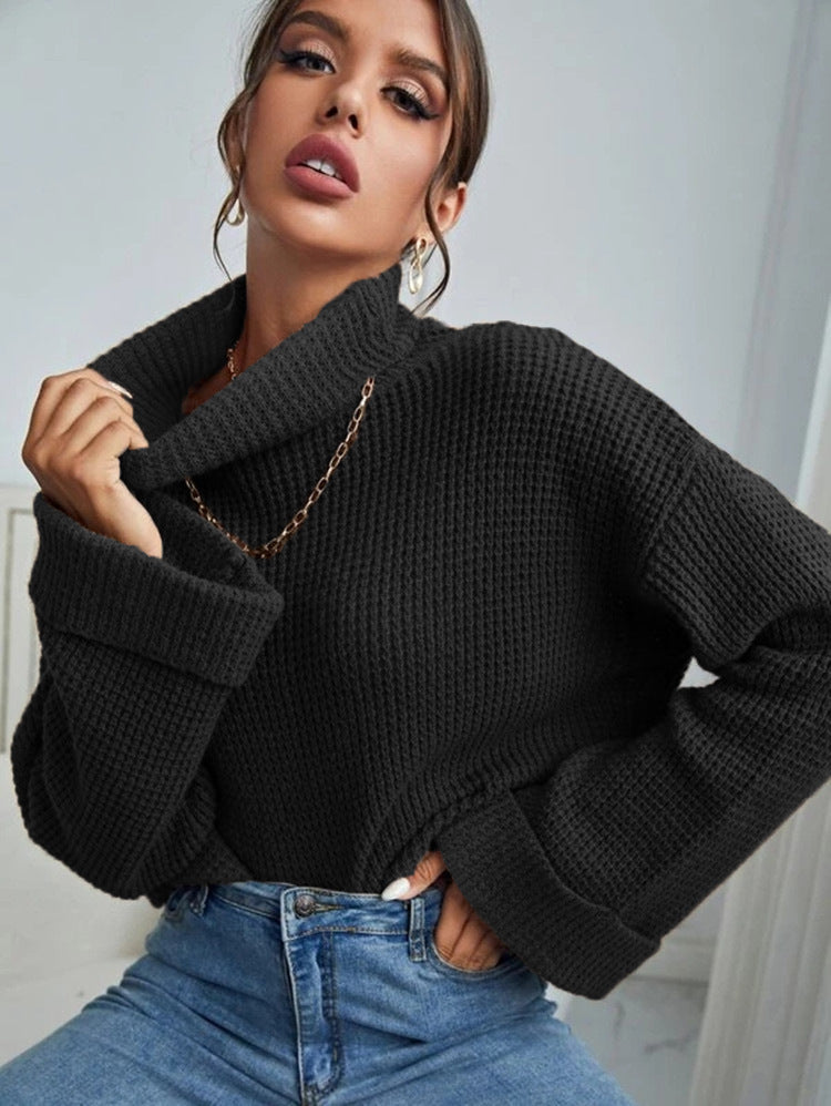 Ladies High Quality Knit Sweater with High Neck and Structured Design Lune London