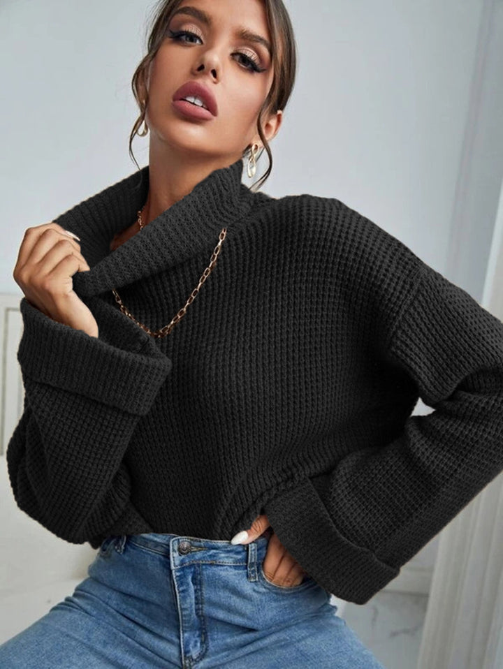 Ladies High Quality Knit Sweater with High Neck and Structured Design Lune London