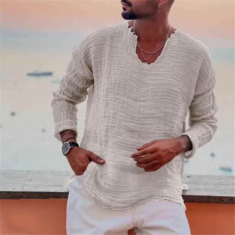 Casual linen shirt for men V neck Lune London