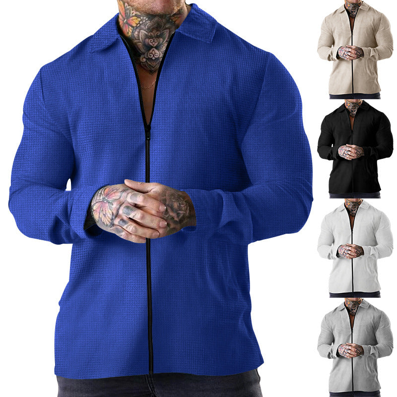 Long sleeve shirt for men with zipper and structured material Lune London