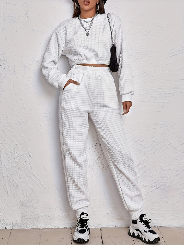 Ensemble décontracté pour femmes avec design matelassé et taille élastique Chic & Stil