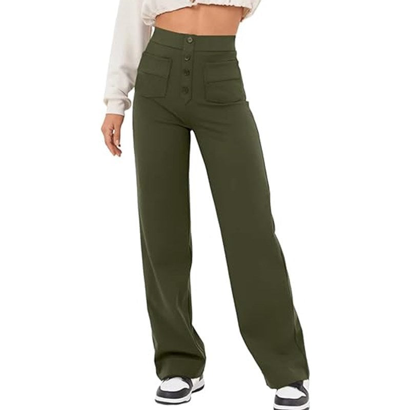 Lune London elegant high-waisted lounge pants for women with large pockets and button closure