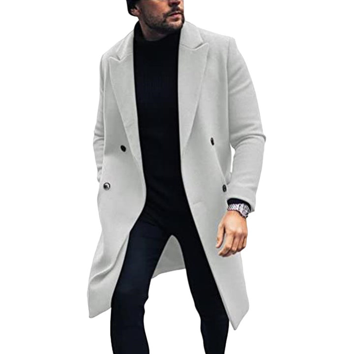 Modern long coat for men with double-breasted buttons and elegant lapels Lune London