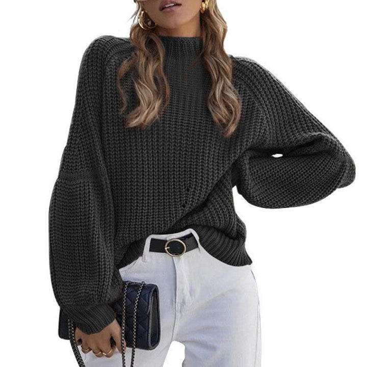 Chunky knit sweater for women with high collar and loose fit Lune London
