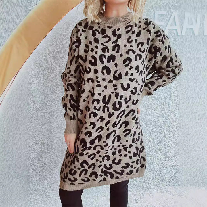 Lune London | Women's Chunky Knit Dress in Modern Leopard Pattern