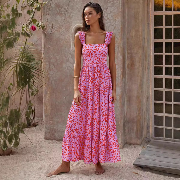 Women's maxi dress with voluminous skirt and delicate ruffle details Lune London