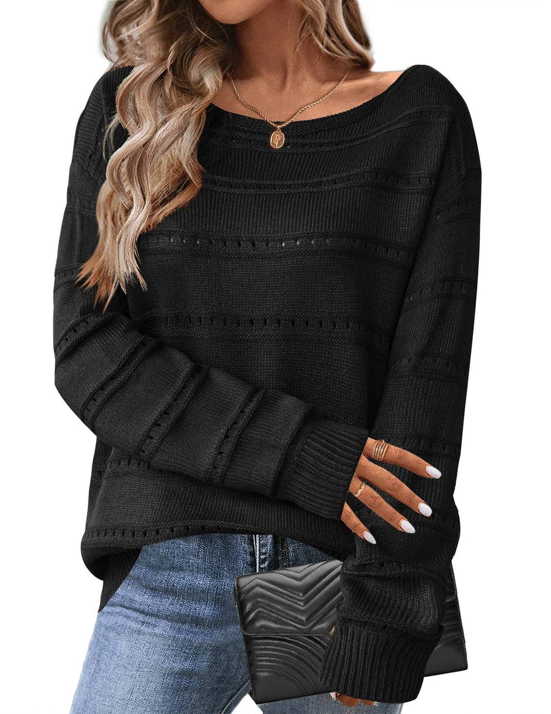 Pull en tricot pour femmes avec une structure aérienne et un design ample Chic & Stil