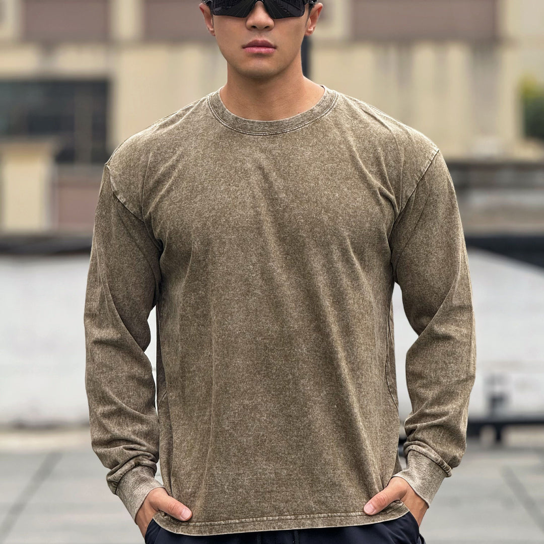 Long sleeve shirt for men in soft cotton blend with a trendy washed effect Lune London