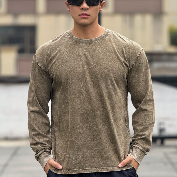Long sleeve shirt for men in soft cotton blend with a trendy washed effect Lune London