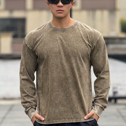 Long sleeve shirt for men in soft cotton blend with a trendy washed effect Lune London