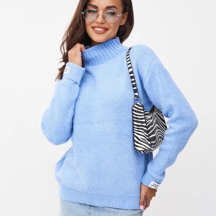 Pull en tricot pour femmes avec col montant Chic & Stil