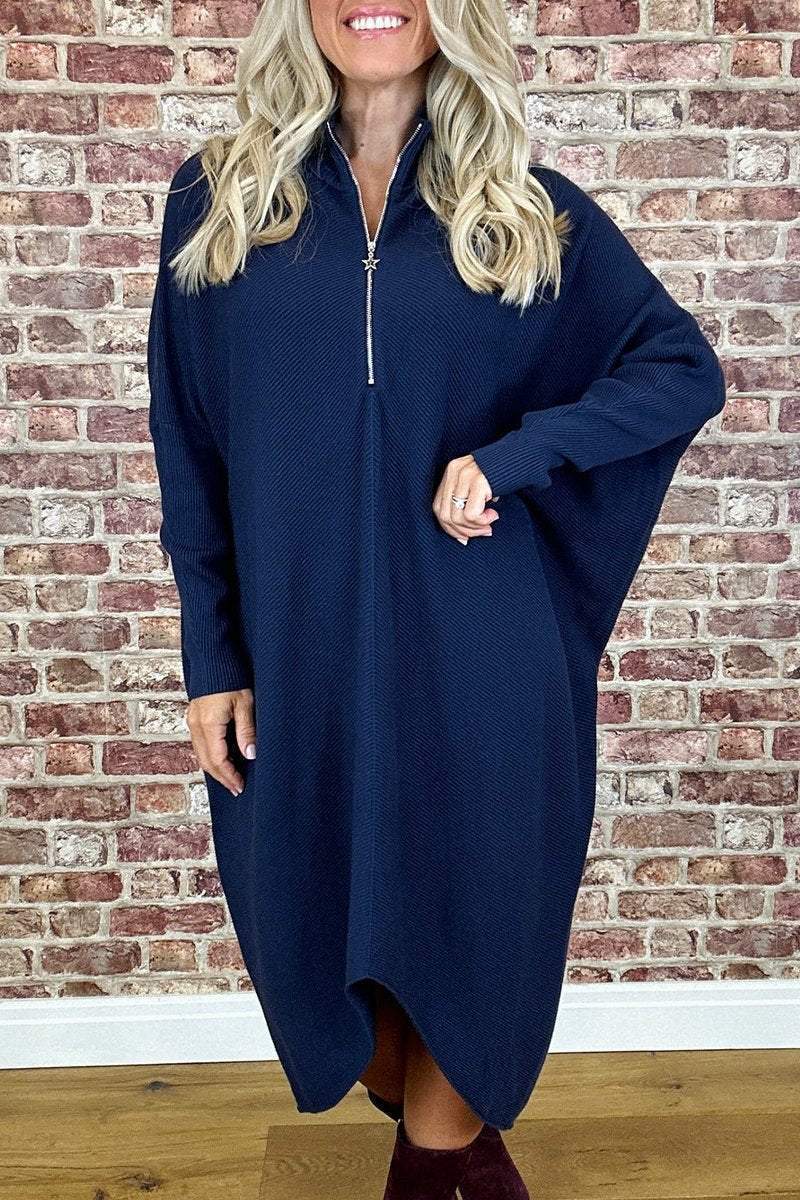 Oversized knit dress for women with zipper Lune London