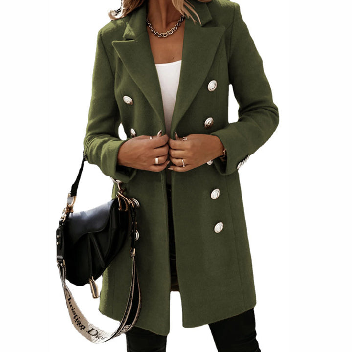 Manteau en laine élégant pour femmes avec patte de boutonnage double et large revers Chic & Stil