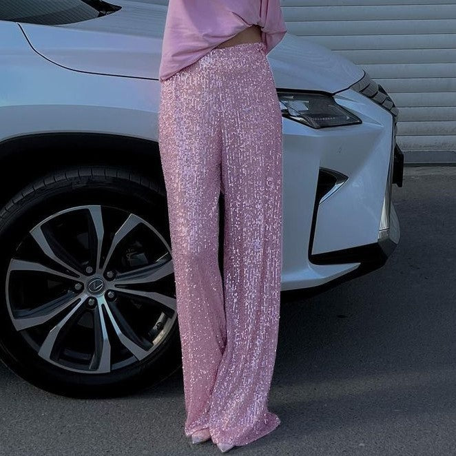 Women's Glamorous Sequin Pants Lune London