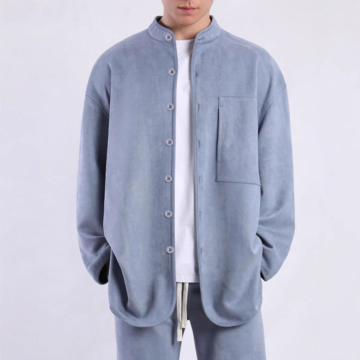 Men's Fashion Shirt with Practical Chest Pocket and Modern High Collar Lune London