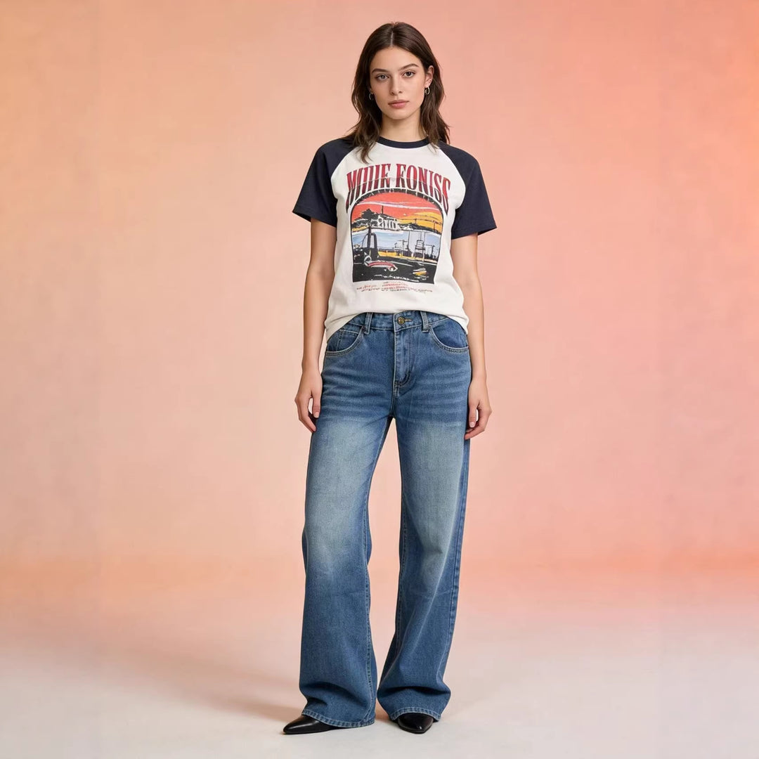 Women's wide denim pants with high waistband and casual cut Lune London