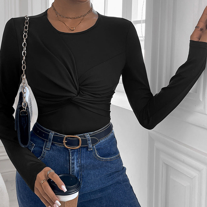 Lune London fitted long sleeve body for women with twist detail