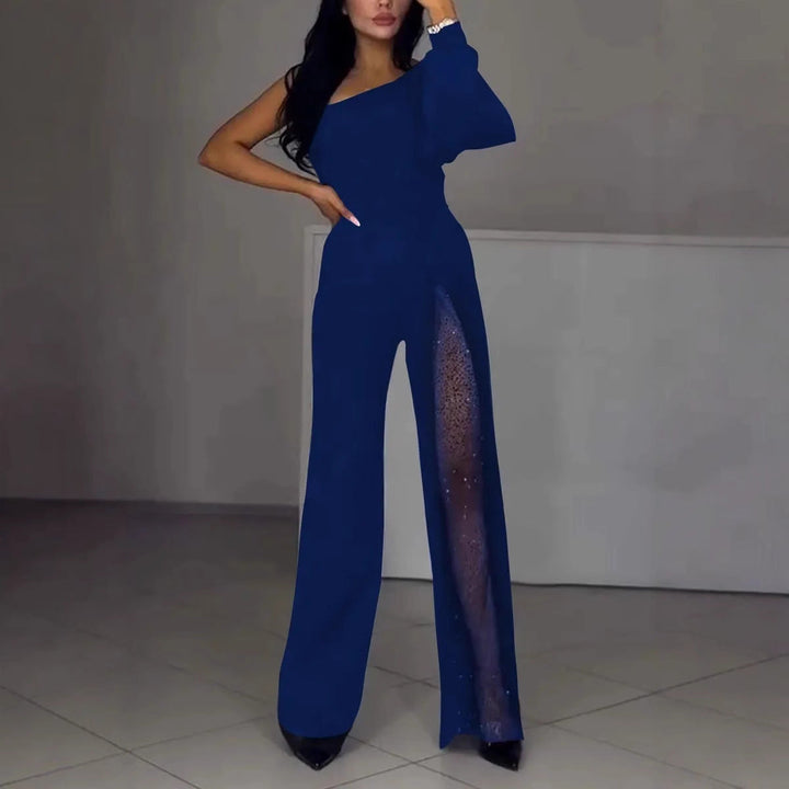 Women Elegant Jumpsuit with Transparent Inserts and Sequins Lune London