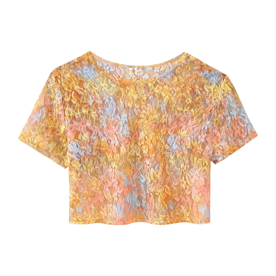 Women’s set consisting of a crop top and a floral patterned maxi skirt Lune London