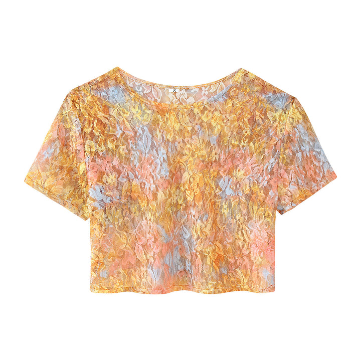 Women’s set consisting of a crop top and a floral patterned maxi skirt Lune London