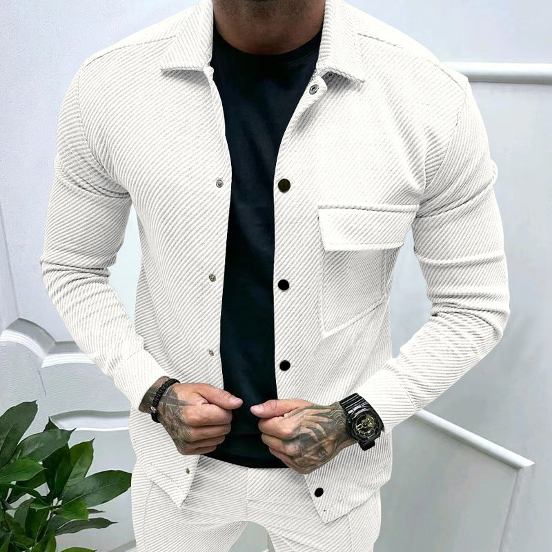 Men's elegant casual top with textured design and practical chest pocket Lune London