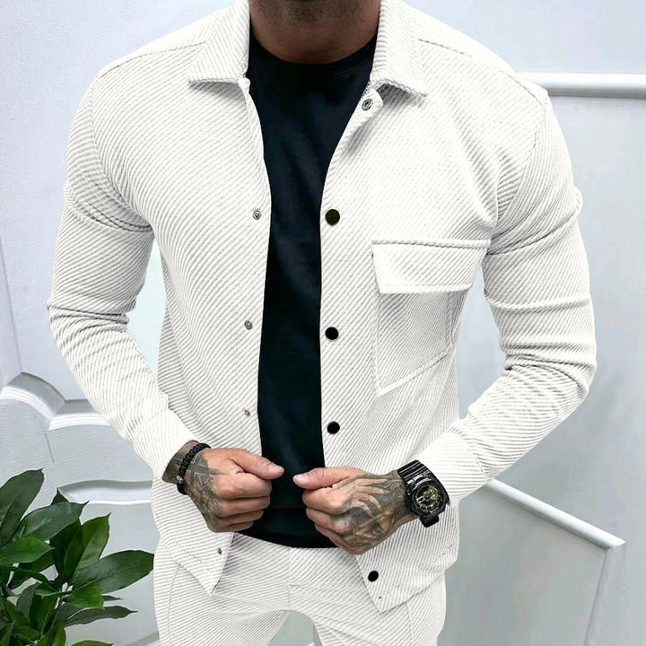 Men's elegant casual top with textured design and practical chest pocket Lune London