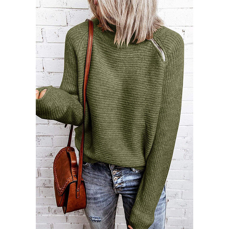 Trendy oversized women's sweater with stylish high collar and raglan sleeves Lune London