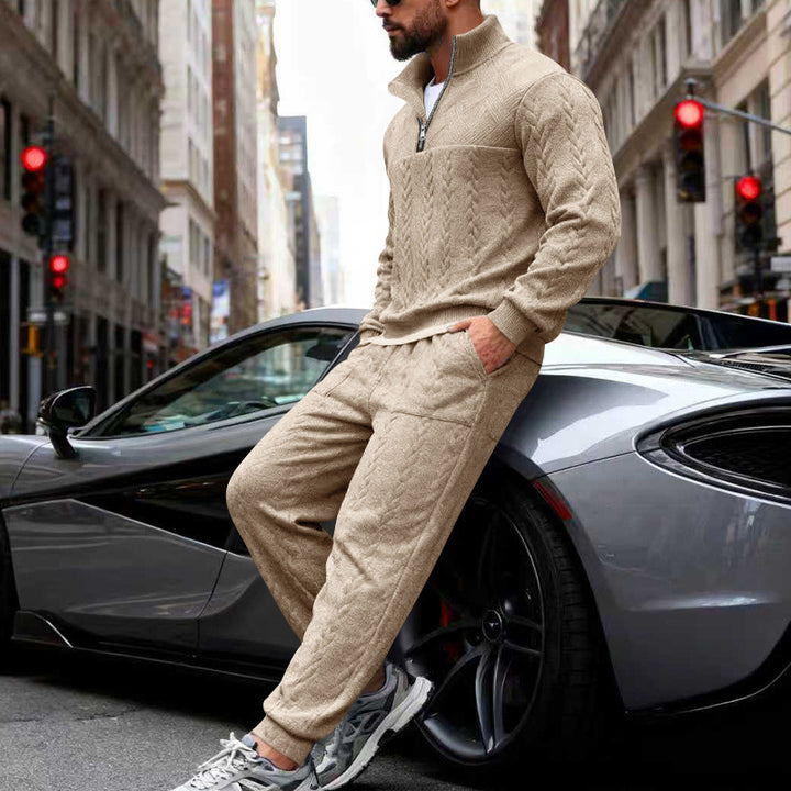 Sport leisure set for men in structured terry fabric with side zippered pockets Lune London