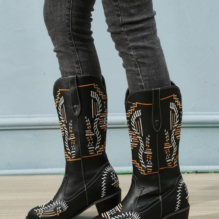 Women’s cowboy boots with artistic embroidery Lune London