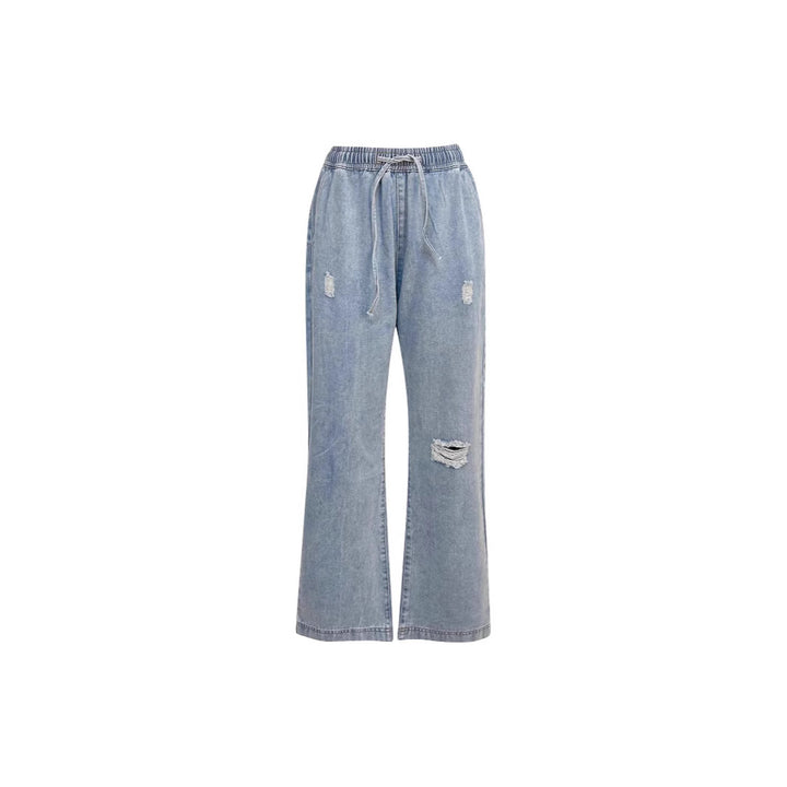 Women's Casual Loose Denim Pants with Elastic Waist Lune London