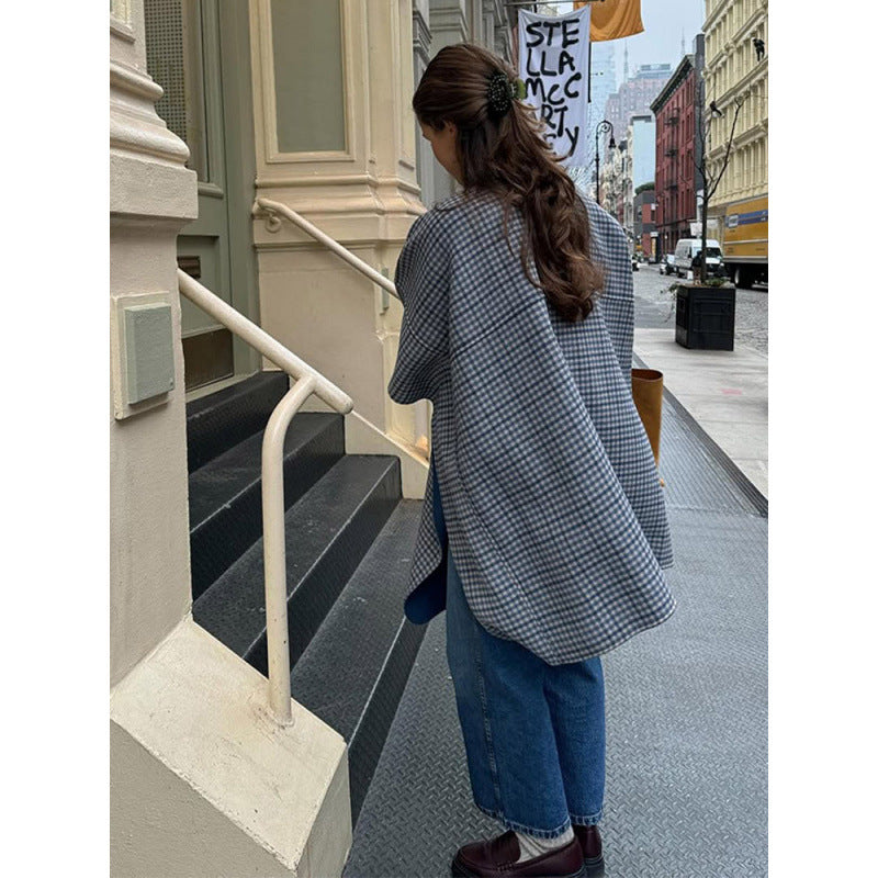 Oversized checkered shirt-jacket for women with a relaxed fit Lune London