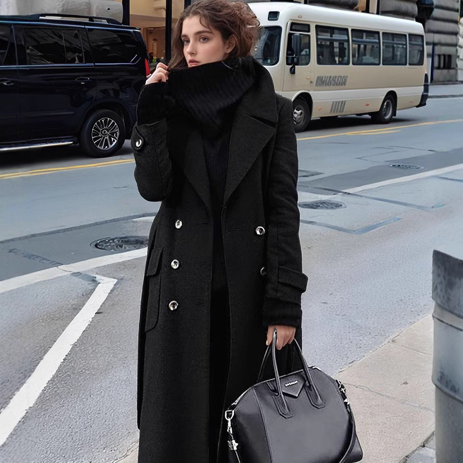 Ladies Classic Double-Breasted Wool Coat Lune London