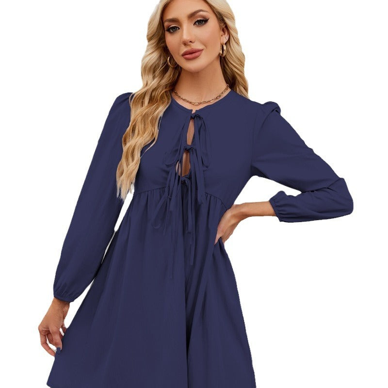Fitted dress for women with knot opening and balloon sleeves Lune London