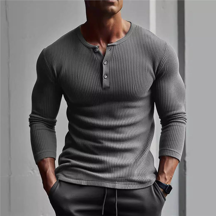 Fitted long sleeve shirt for men with ribbed structure and button placket Lune London