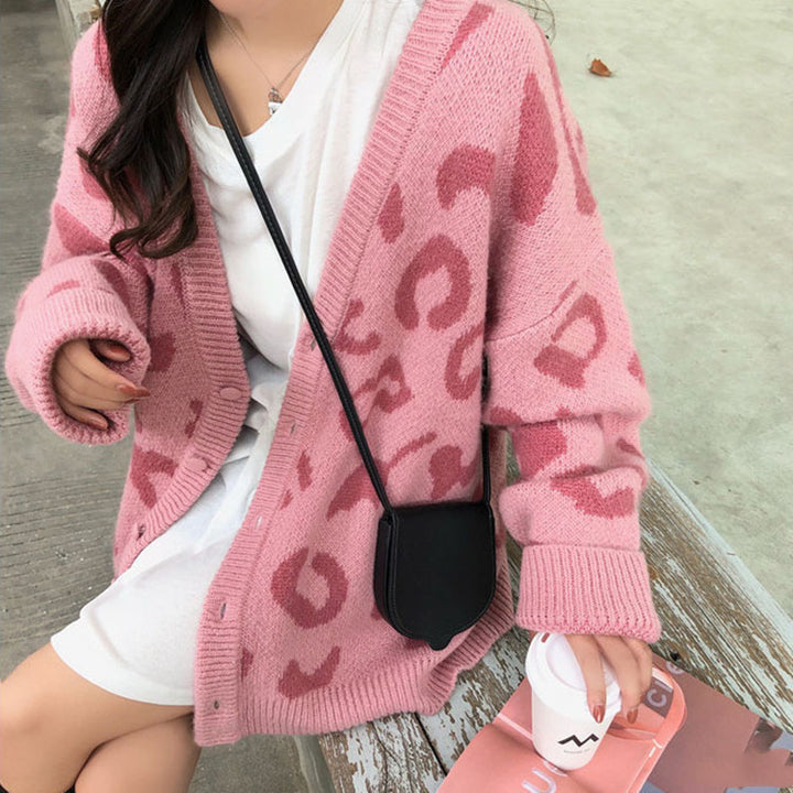 Comfortable knitted cardigan for ladies with unique leopard pattern Lune London