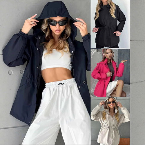 Women's waterproof leisure jacket with adjustable hood and elastic waist Lune London