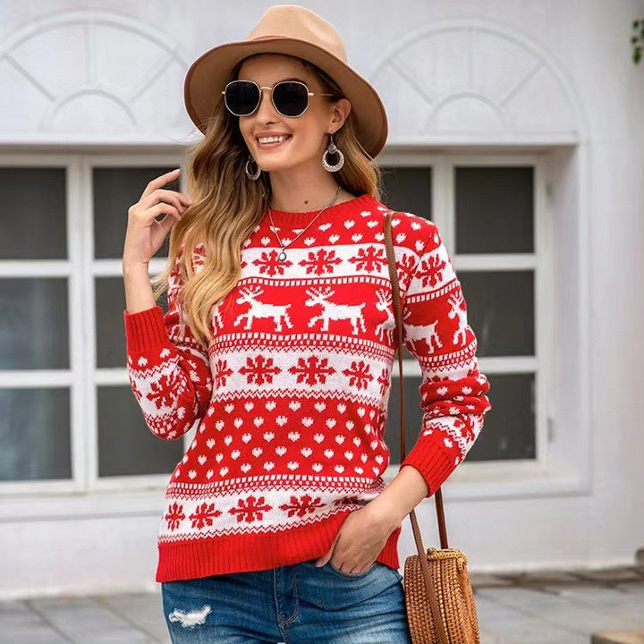 Christmas sweater for women with festive reindeer design and classic Norwegian pattern Lune London