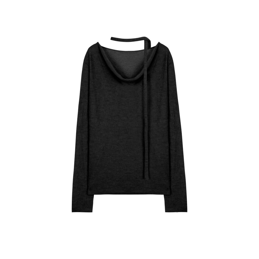 Ladies Elegant Knit Top with Open Neckline and Tie Lune London