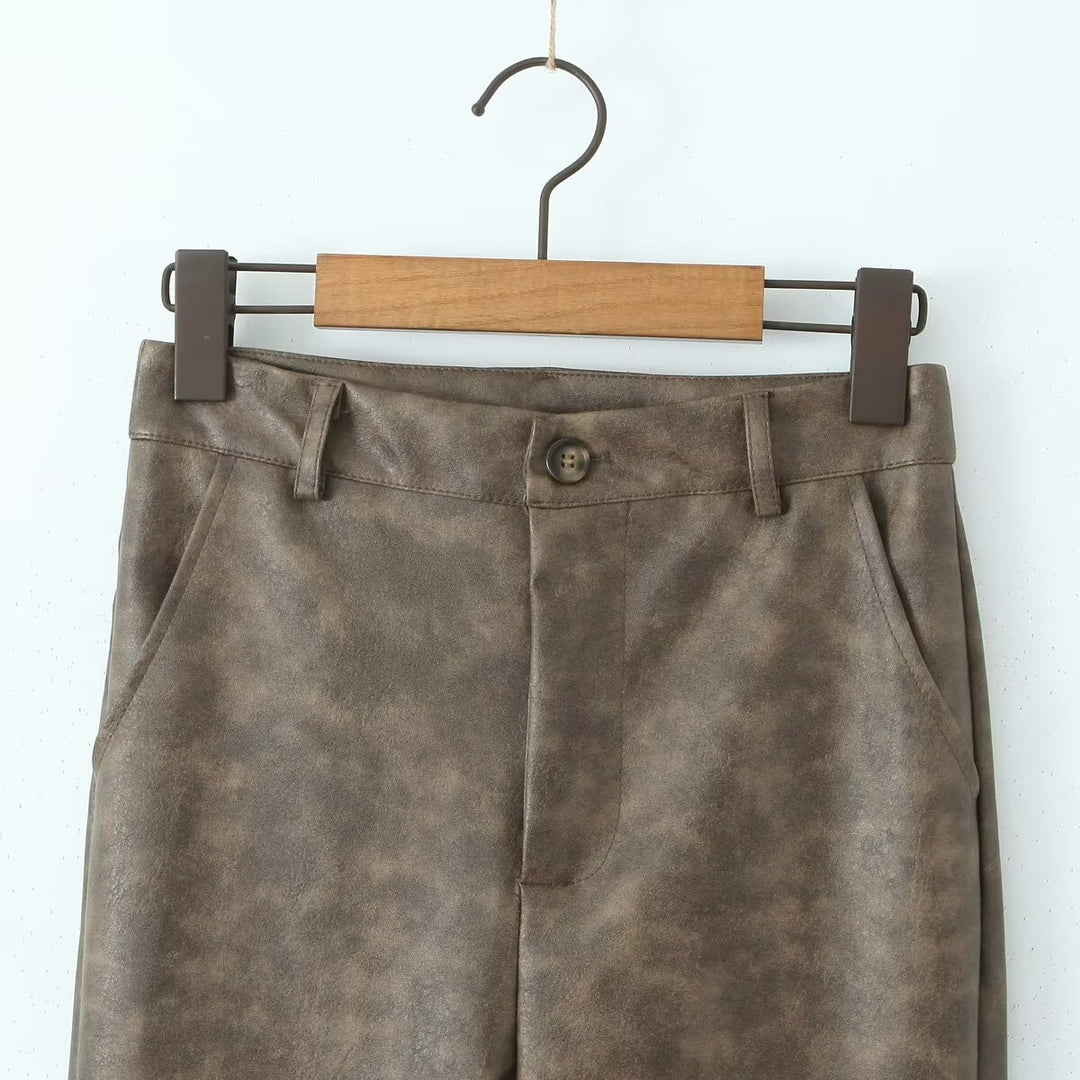 Faux leather flared trousers for women with an elegant cut and a high waist Lune London