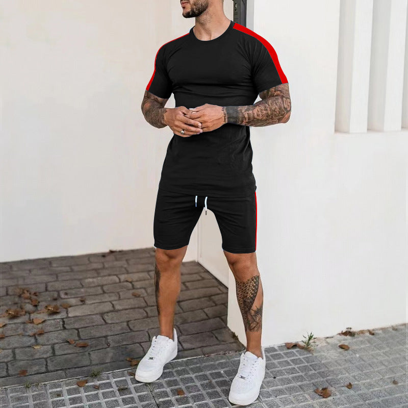 Men's sports set with short sleeves and shorts with contrasting details Lune London