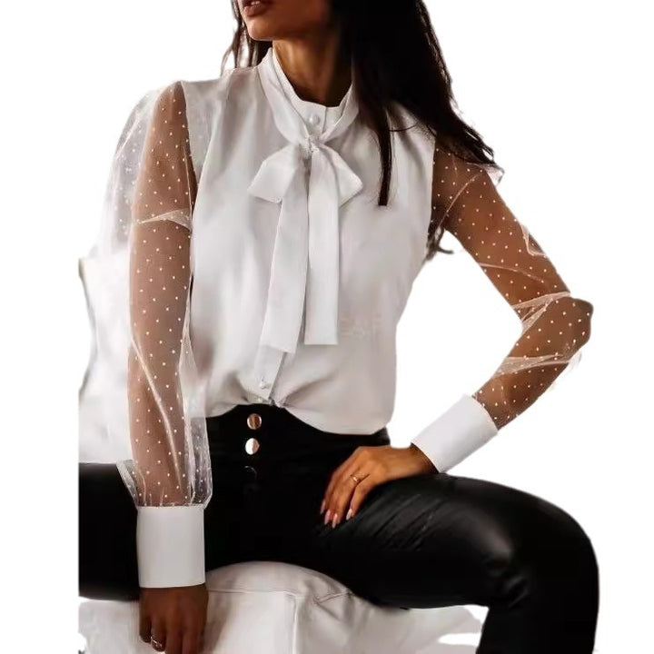 Elegant blouse for women with transparent sleeves Lune London