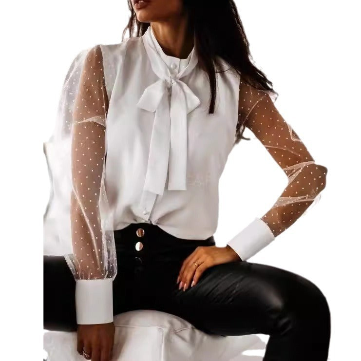 Ladies elegant blouse with transparent sleeves Lune London