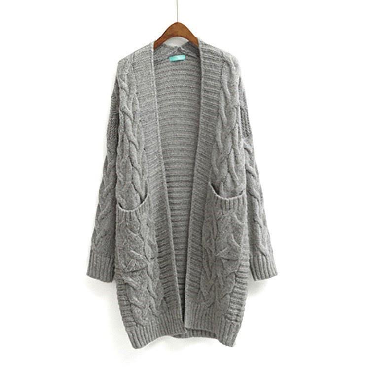 Women’S Cardigan with Chunky Cable Pattern and Pockets Lune London