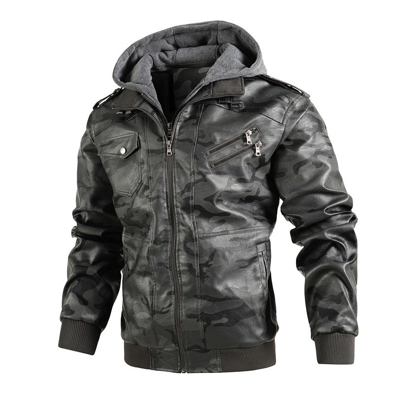 Casual leather jacket for men with removable hood Lune London