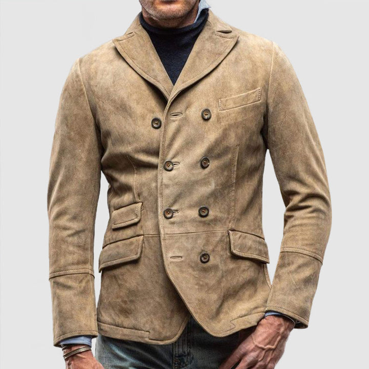 Elegant suede blazer for men with double-breasted and practical pockets Lune London