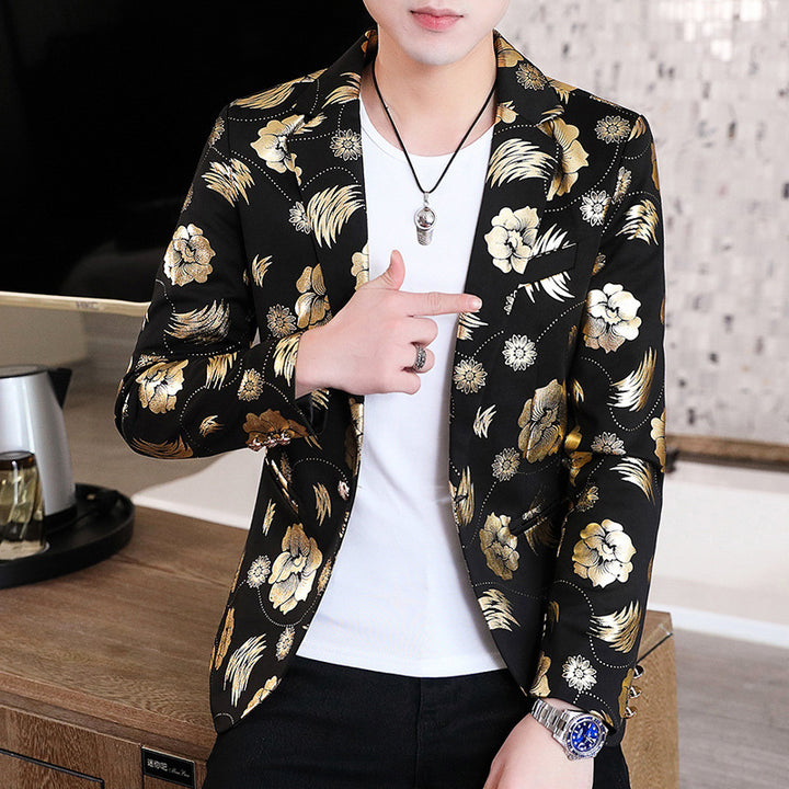 Men's Blazer Elegant with Floral Design and Golden Accents Lune London