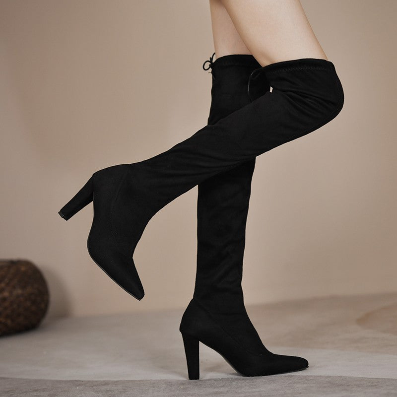High boots for women with heels and elastic inserts Lune London
